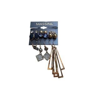 Massini Earring Set – 5 Pairs Statement & Drop Styles NWT Boho Festival Jewelry